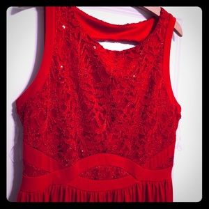 Long red dress size Large (size 14/16)